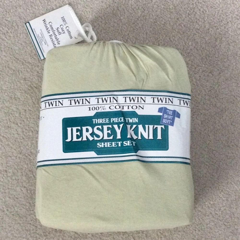 Jersey Knit Twin Sheet Set - Sage Green (100% Cotton)
